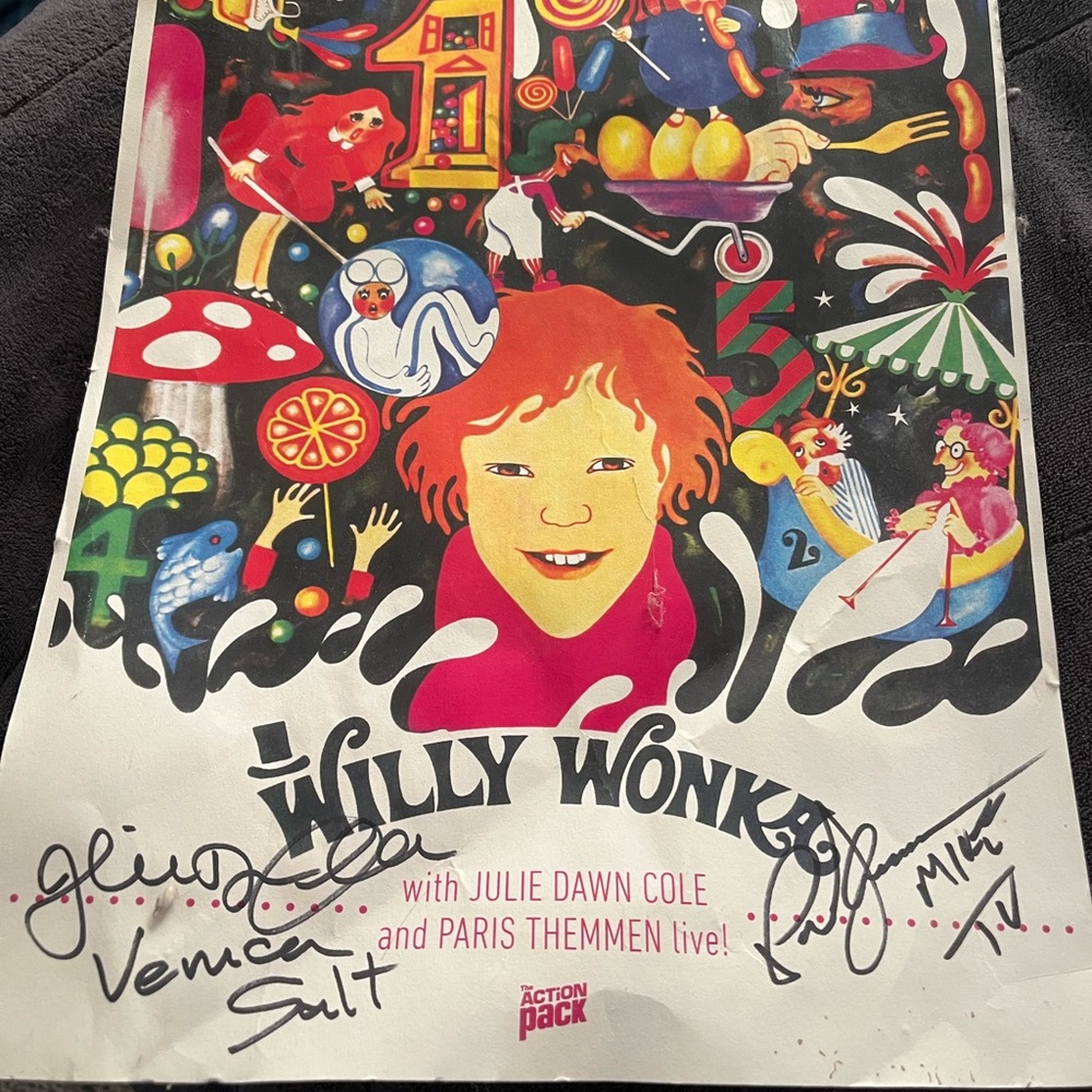 Willy Wonka Poster with Autographs